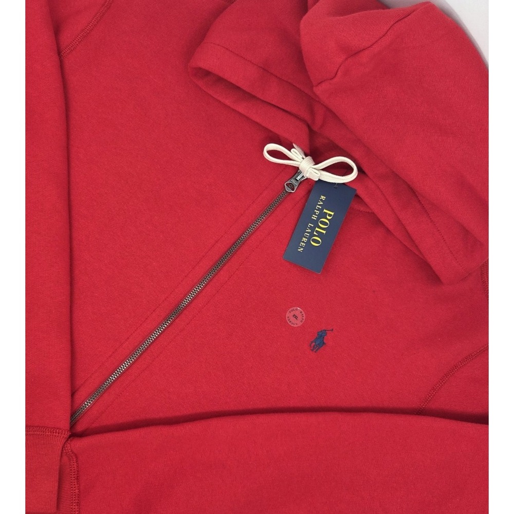 NEW Polo Ralph Lauren Full Zip Fleece Hoodie Men's 2XL XXL Red Sweater NWT